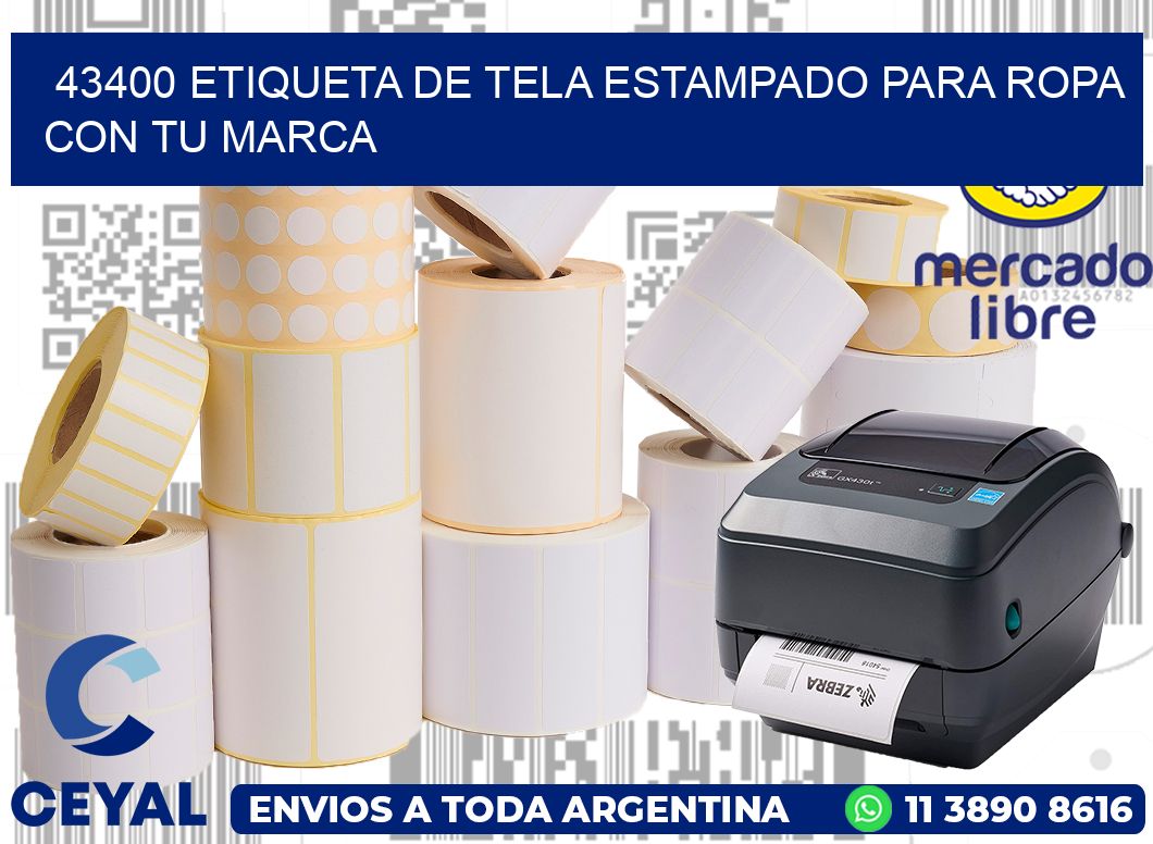 43400 ETIQUETA DE TELA ESTAMPADO PARA ROPA CON TU MARCA