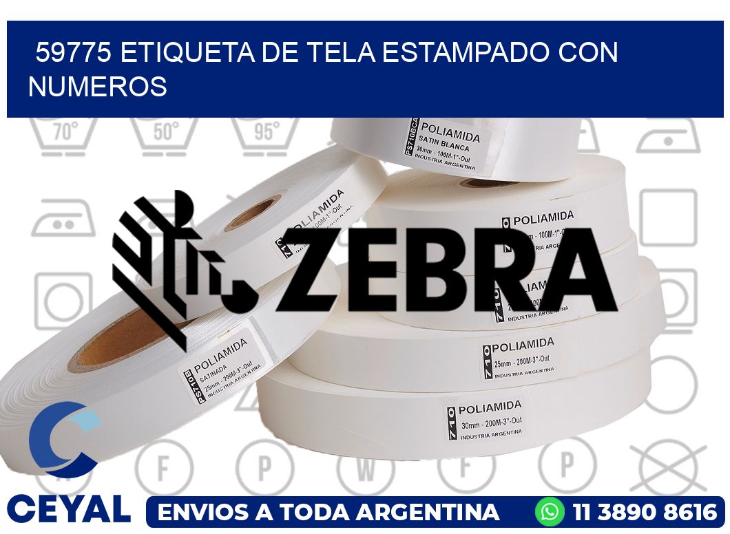 59775 ETIQUETA DE TELA ESTAMPADO CON NUMEROS