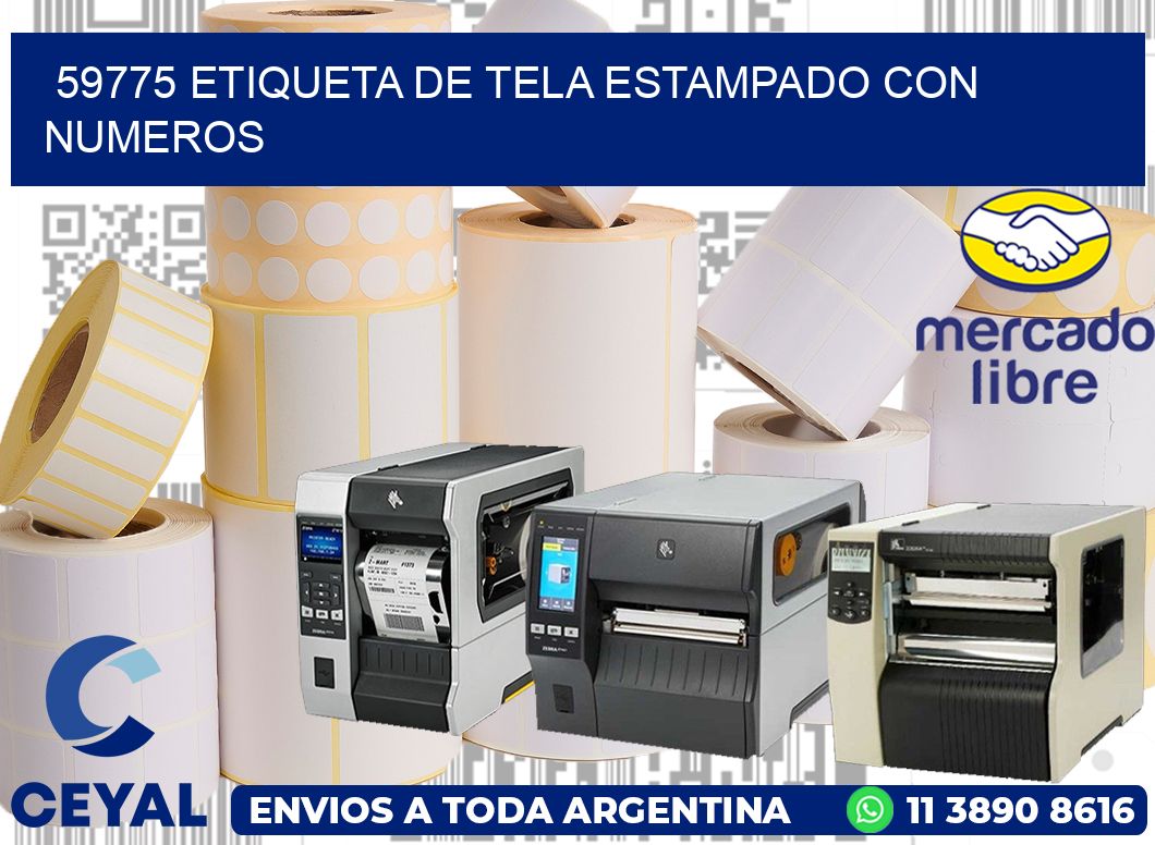 59775 ETIQUETA DE TELA ESTAMPADO CON NUMEROS