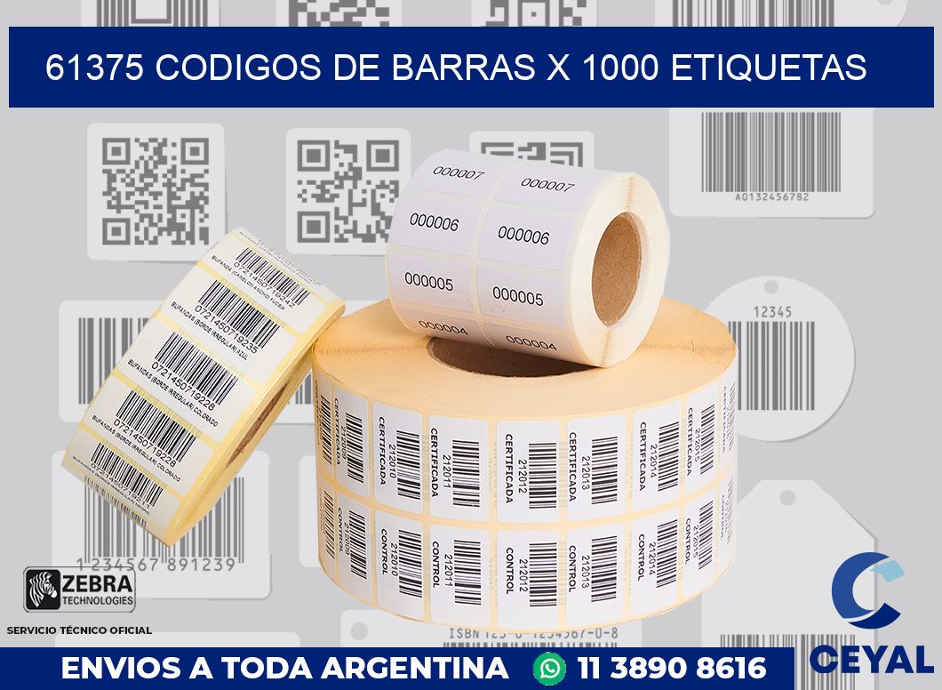 61375 codigos de barras x 1000 etiquetas