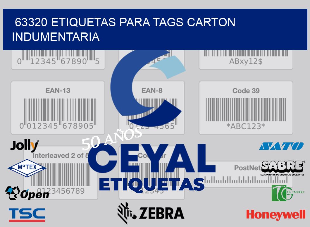 63320 ETIQUETAS PARA TAGS CARTON INDUMENTARIA