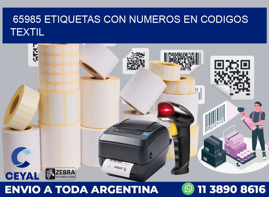 65985 ETIQUETAS CON NUMEROS EN CODIGOS TEXTIL