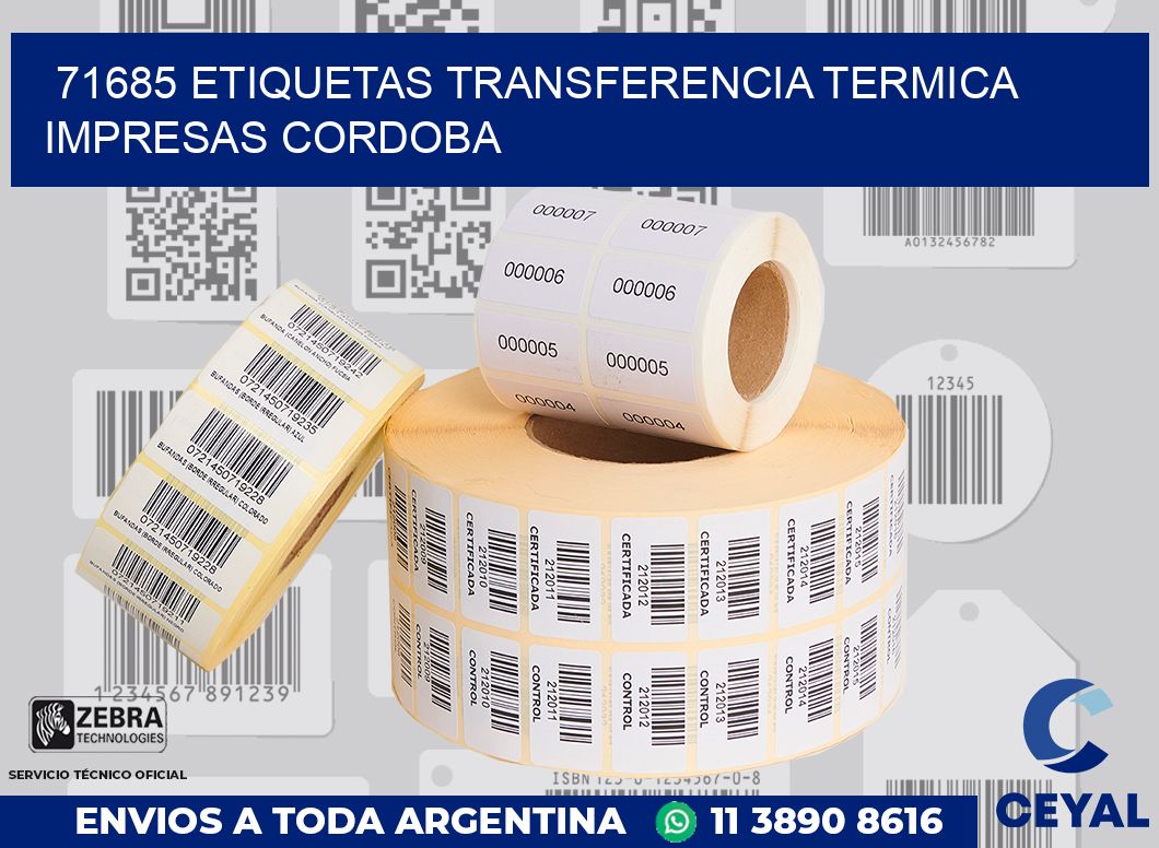 71685 ETIQUETAS TRANSFERENCIA TERMICA IMPRESAS CORDOBA