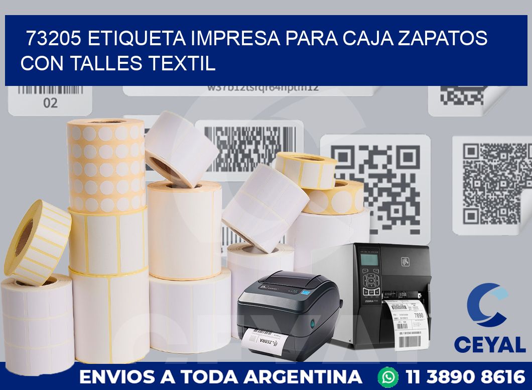73205 ETIQUETA IMPRESA PARA CAJA ZAPATOS CON TALLES TEXTIL