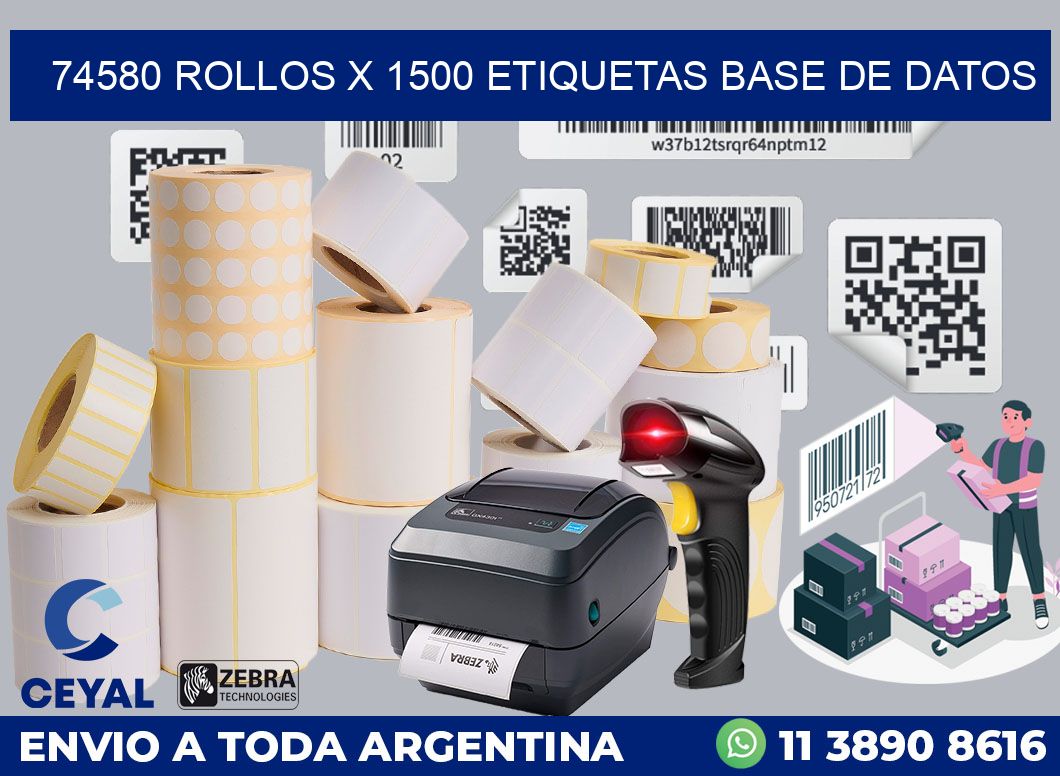 74580 Rollos x 1500 etiquetas base de datos