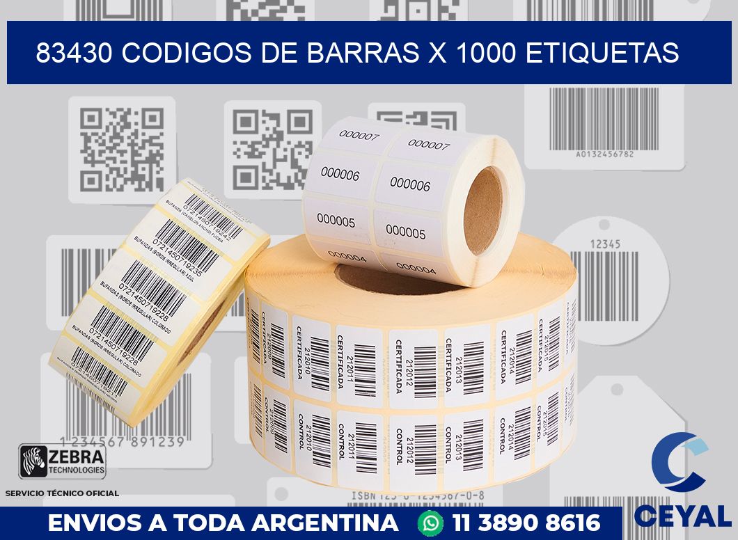 83430 codigos de barras x 1000 etiquetas