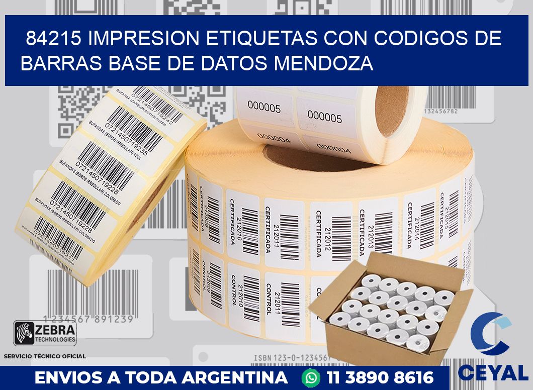 84215 IMPRESION ETIQUETAS CON CODIGOS DE BARRAS BASE DE DATOS MENDOZA