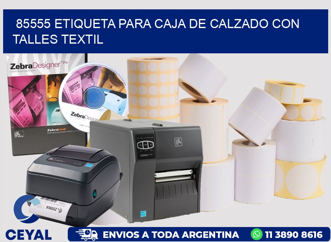 85555 ETIQUETA PARA CAJA DE CALZADO CON TALLES TEXTIL