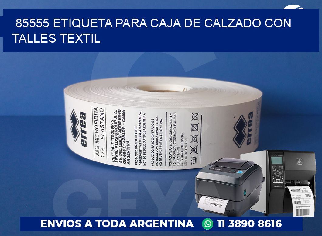 85555 ETIQUETA PARA CAJA DE CALZADO CON TALLES TEXTIL