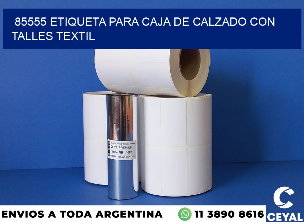 85555 ETIQUETA PARA CAJA DE CALZADO CON TALLES TEXTIL