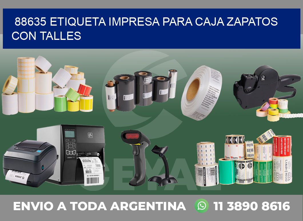 88635 ETIQUETA IMPRESA PARA CAJA ZAPATOS CON TALLES