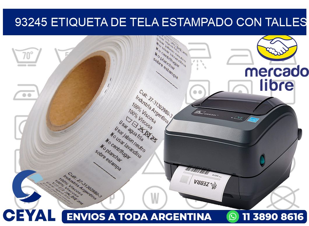 93245 ETIQUETA DE TELA ESTAMPADO CON TALLES