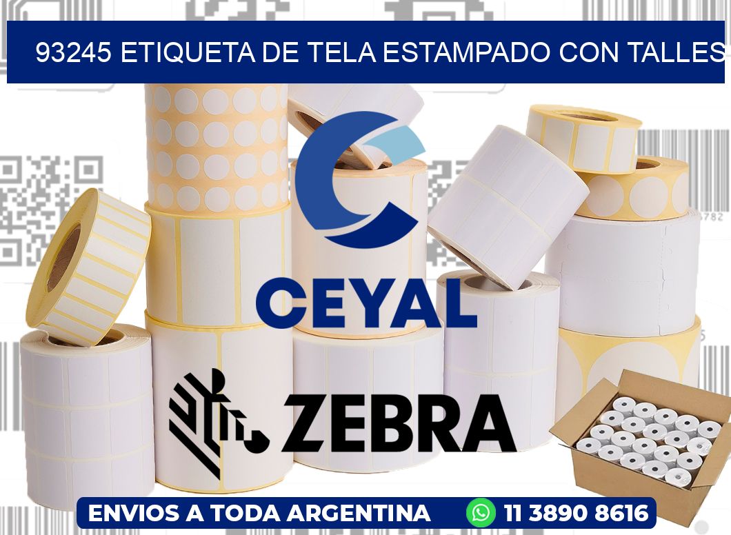 93245 ETIQUETA DE TELA ESTAMPADO CON TALLES