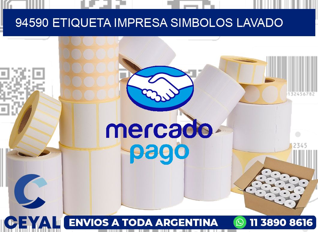 94590 ETIQUETA IMPRESA SIMBOLOS LAVADO