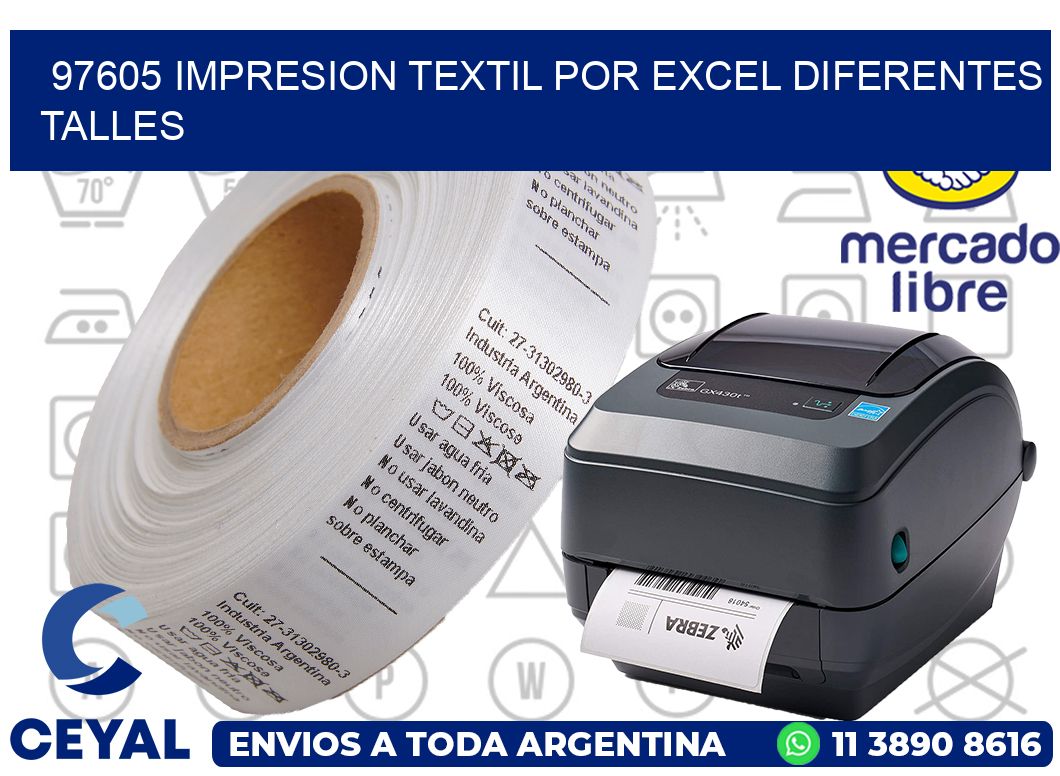 97605 IMPRESION TEXTIL POR EXCEL DIFERENTES TALLES
