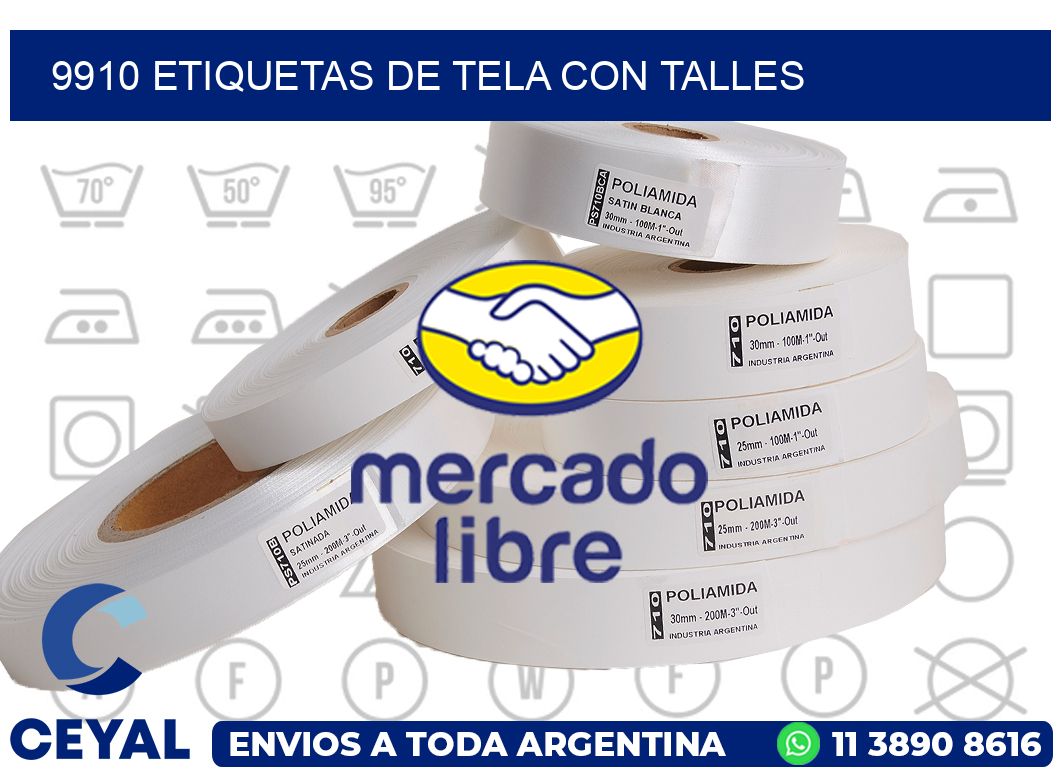 9910 ETIQUETAS DE TELA CON TALLES