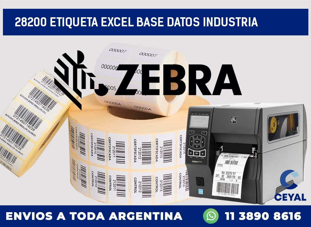 28200 etiqueta excel base datos industria