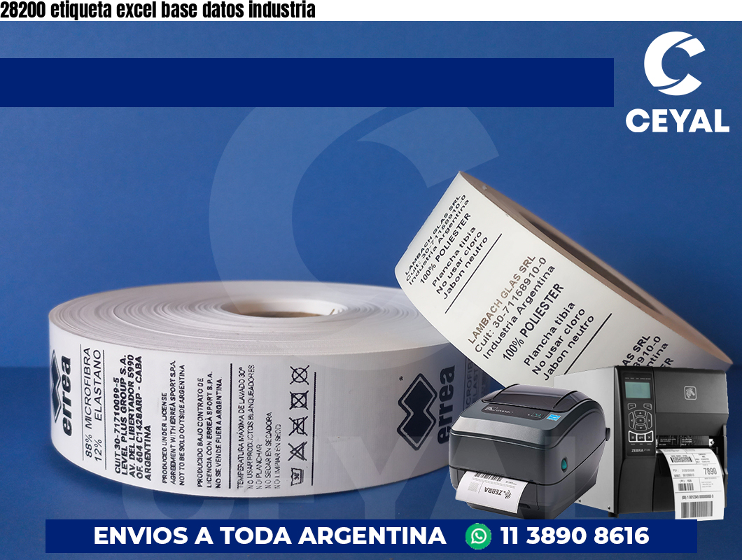 28200 etiqueta excel base datos industria