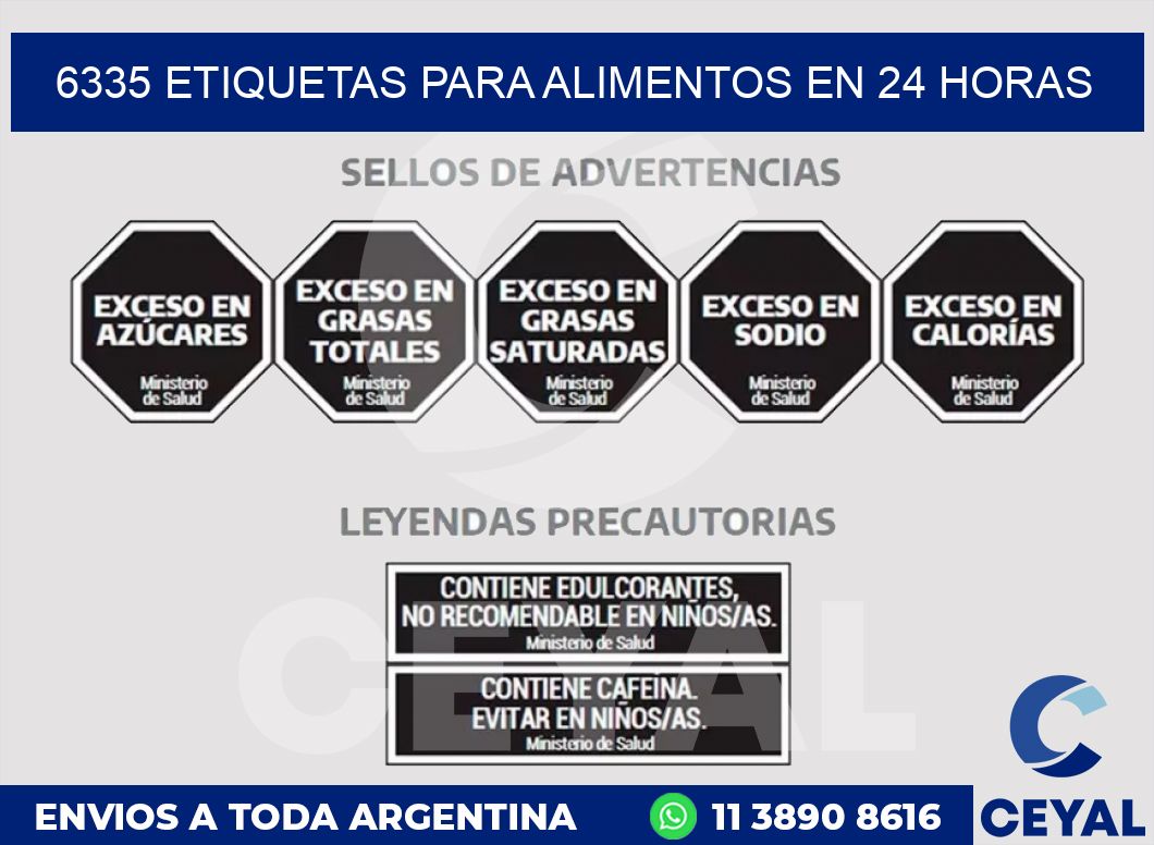 6335 ETIQUETAS PARA ALIMENTOS EN 24 HORAS
