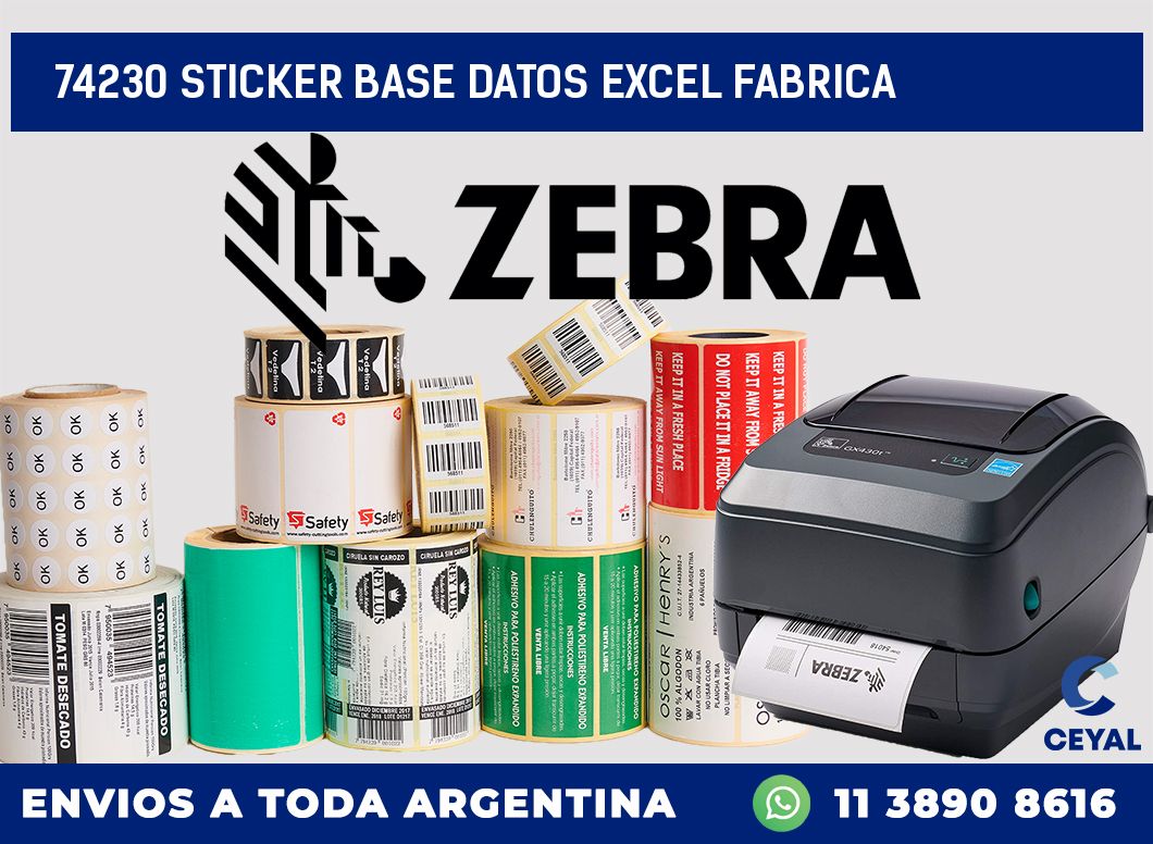 74230 sticker base datos excel fabrica