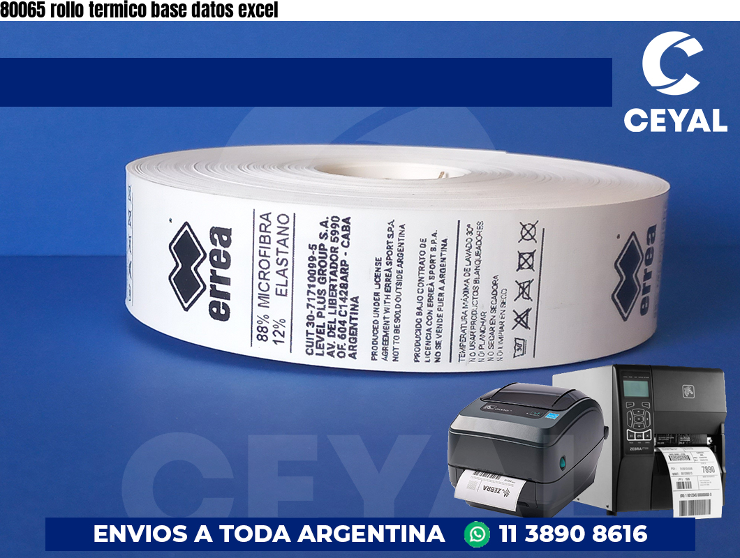 80065 rollo termico base datos excel