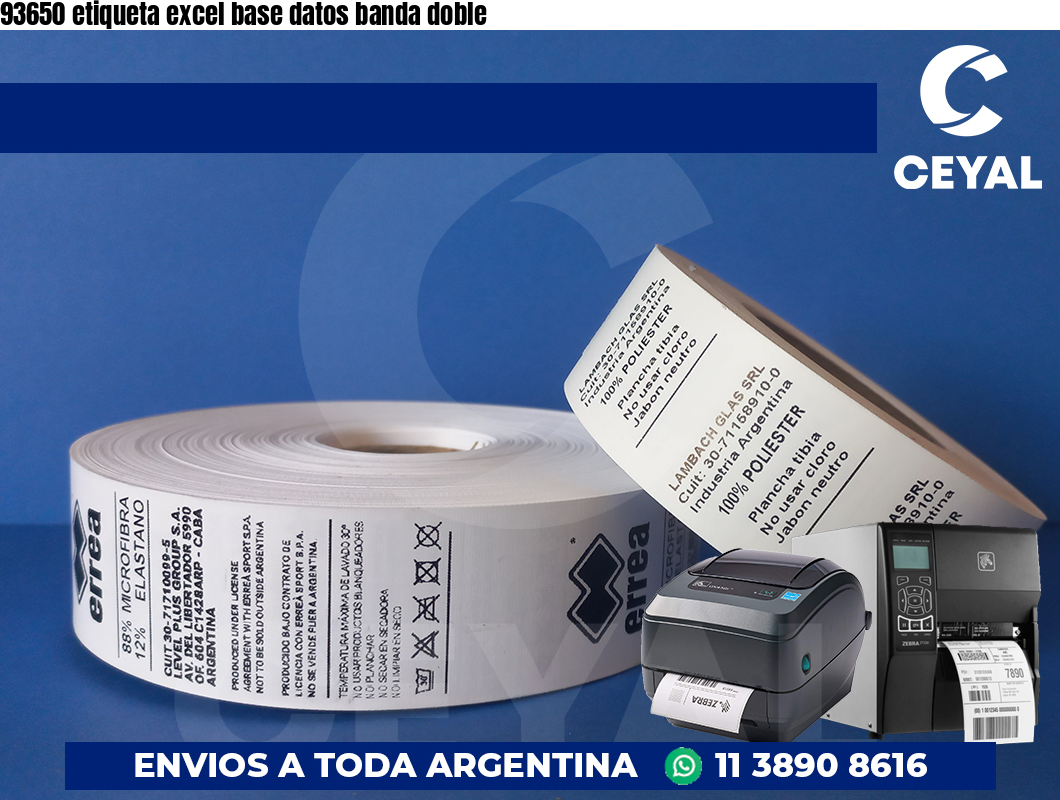 93650 etiqueta excel base datos banda doble
