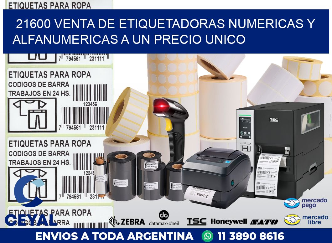 21600 VENTA DE ETIQUETADORAS NUMERICAS Y ALFANUMERICAS A UN PRECIO UNICO