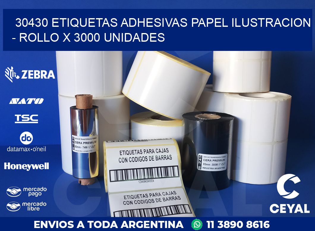 30430 ETIQUETAS ADHESIVAS PAPEL ILUSTRACION - ROLLO X 3000 UNIDADES