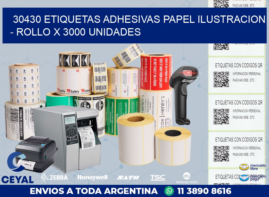 30430 ETIQUETAS ADHESIVAS PAPEL ILUSTRACION - ROLLO X 3000 UNIDADES