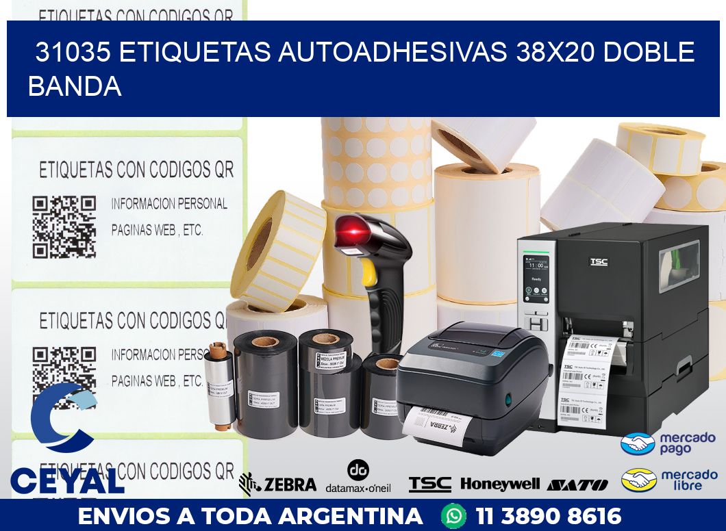 31035 ETIQUETAS AUTOADHESIVAS 38X20 DOBLE BANDA