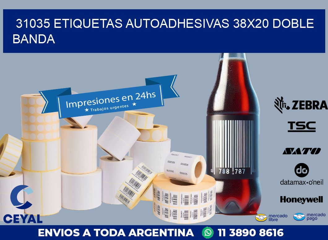 31035 ETIQUETAS AUTOADHESIVAS 38X20 DOBLE BANDA