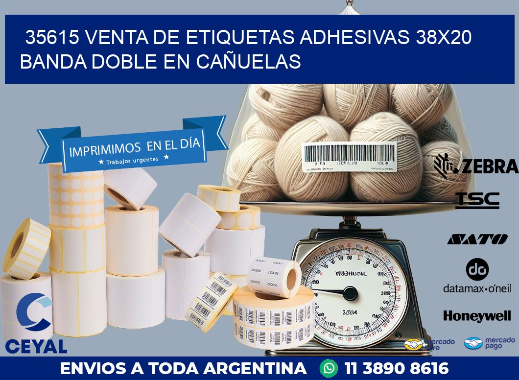 35615 VENTA DE ETIQUETAS ADHESIVAS 38X20 BANDA DOBLE EN CAÑUELAS