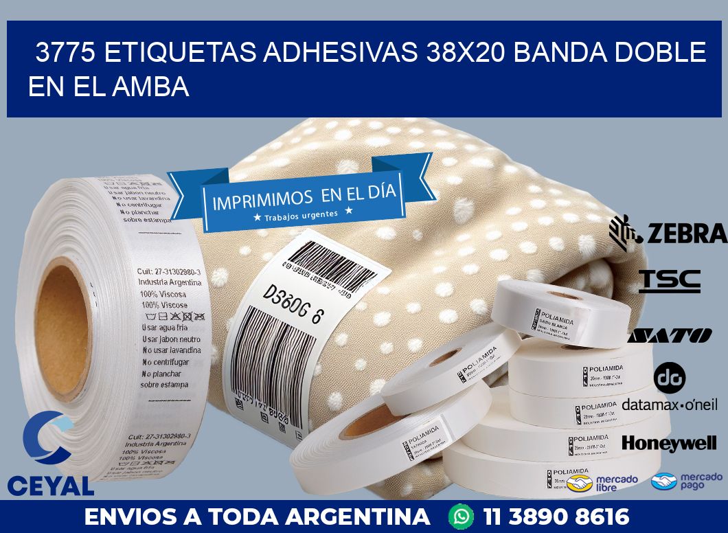 3775 ETIQUETAS ADHESIVAS 38X20 BANDA DOBLE EN EL AMBA