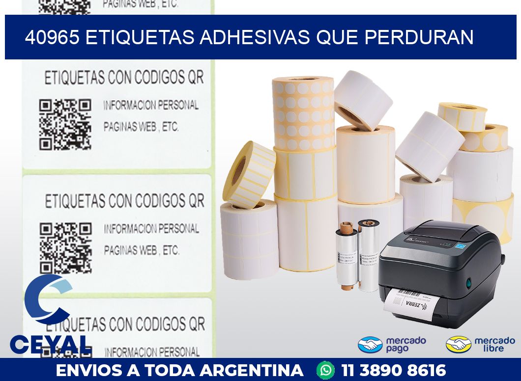 40965 ETIQUETAS ADHESIVAS QUE PERDURAN