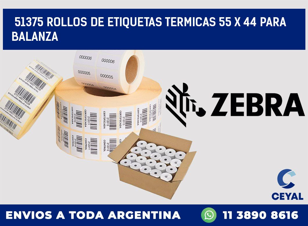 51375 ROLLOS DE ETIQUETAS TERMICAS 55 X 44 PARA BALANZA