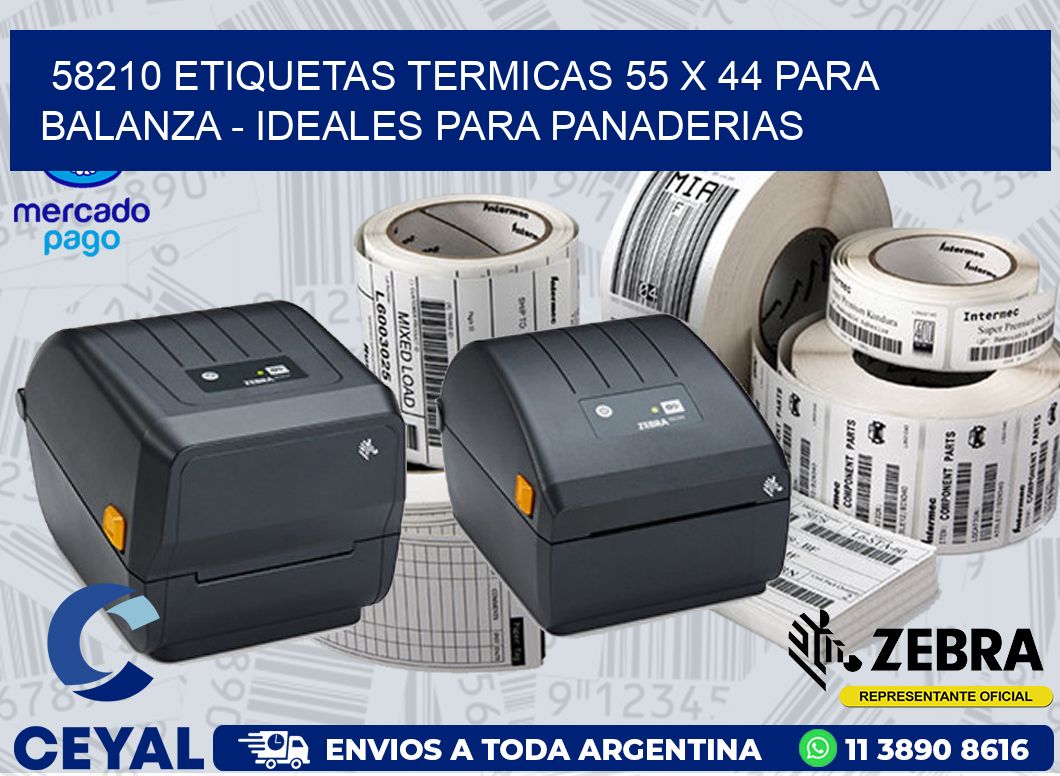 58210 ETIQUETAS TERMICAS 55 X 44 PARA BALANZA - IDEALES PARA PANADERIAS
