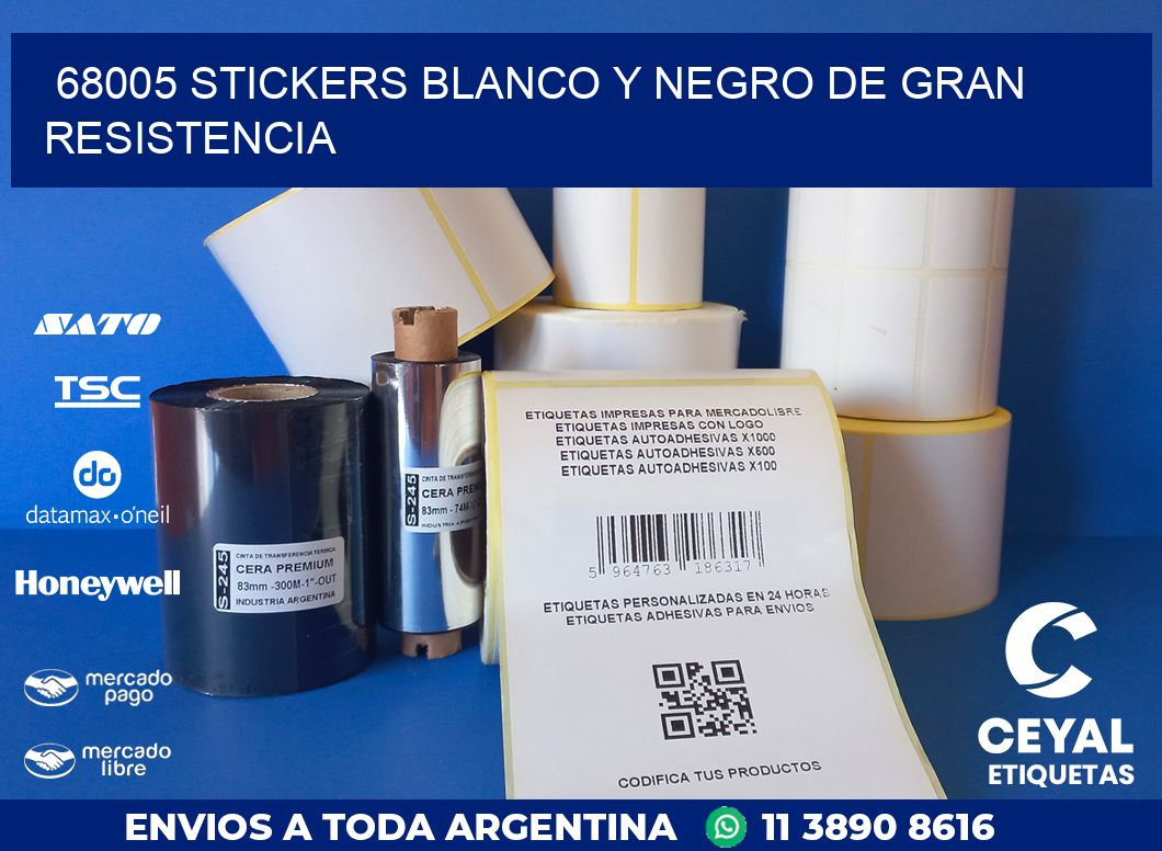 68005 STICKERS BLANCO Y NEGRO DE GRAN RESISTENCIA