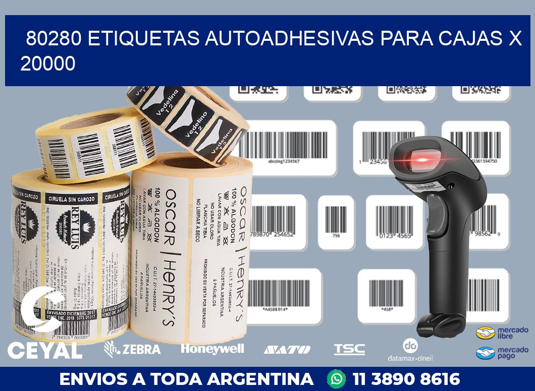 80280 ETIQUETAS AUTOADHESIVAS PARA CAJAS X 20000