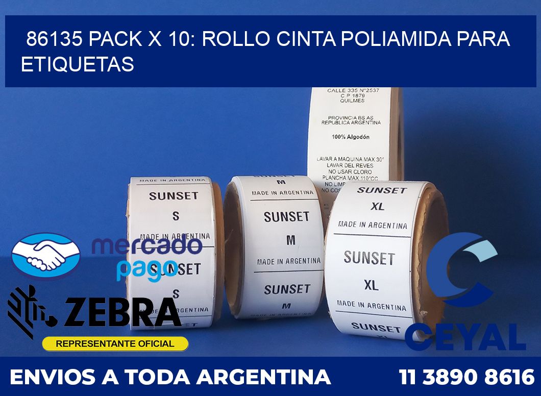 86135 PACK X 10: ROLLO CINTA POLIAMIDA PARA ETIQUETAS