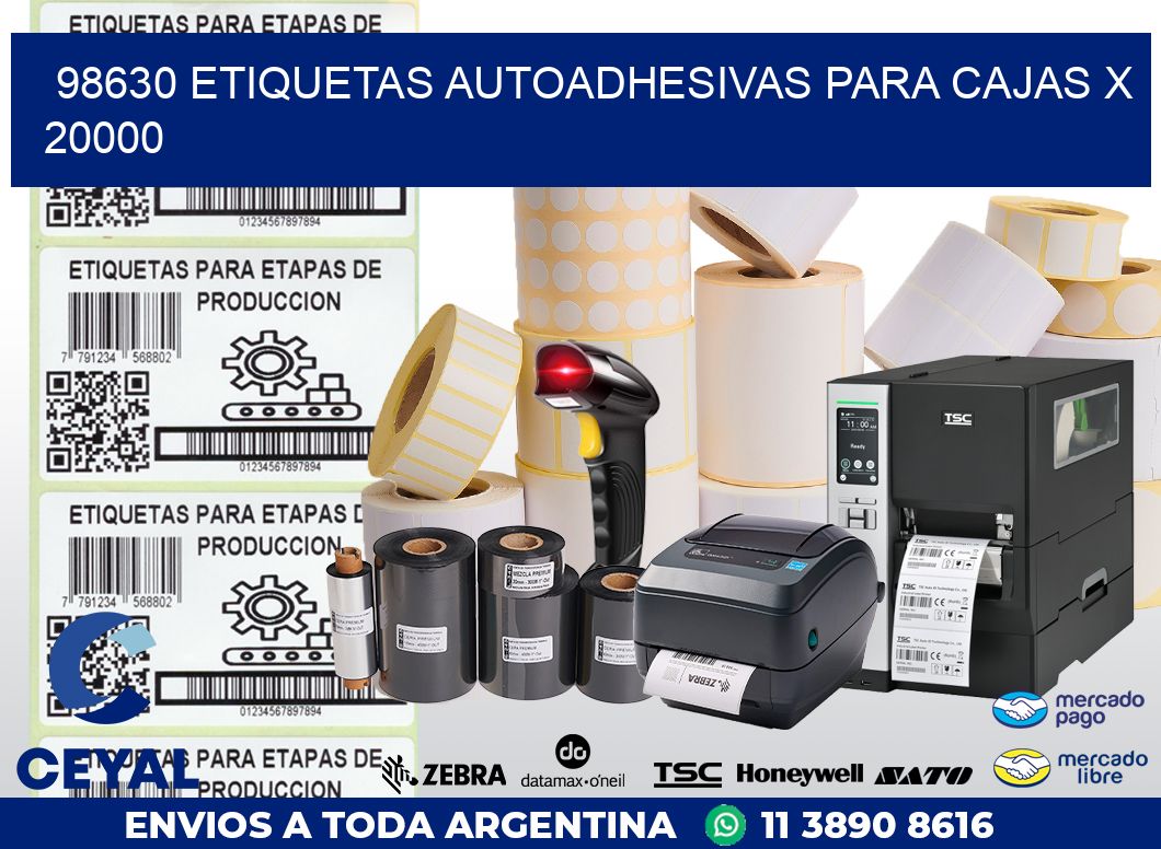 98630 ETIQUETAS AUTOADHESIVAS PARA CAJAS X 20000