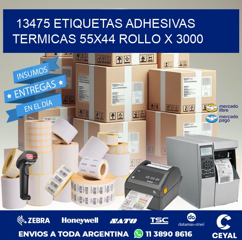 13475 ETIQUETAS ADHESIVAS TERMICAS 55X44 ROLLO X 3000