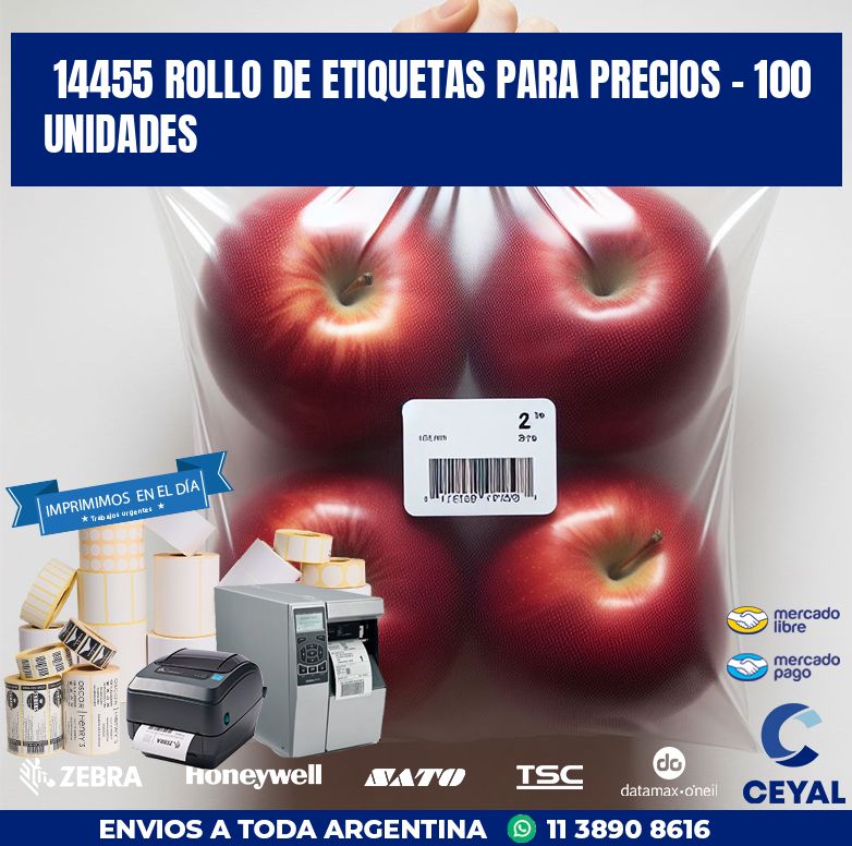14455 ROLLO DE ETIQUETAS PARA PRECIOS - 100 UNIDADES