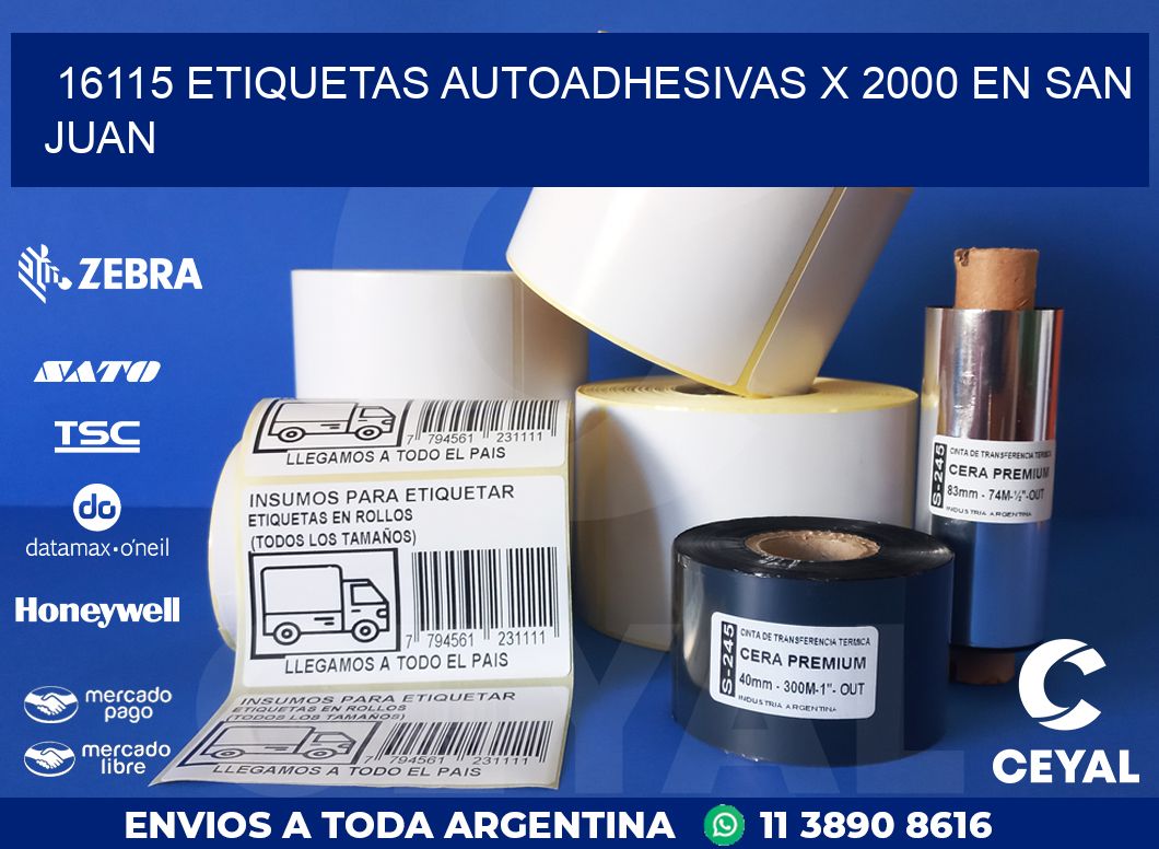 16115 ETIQUETAS AUTOADHESIVAS X 2000 EN SAN JUAN