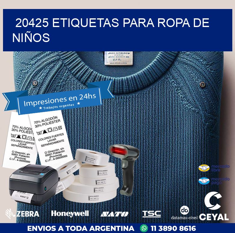 20425 ETIQUETAS PARA ROPA DE NIÑOS