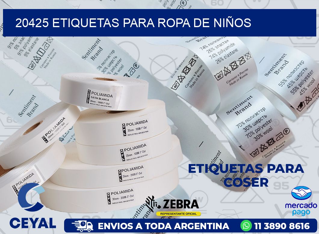 20425 ETIQUETAS PARA ROPA DE NIÑOS