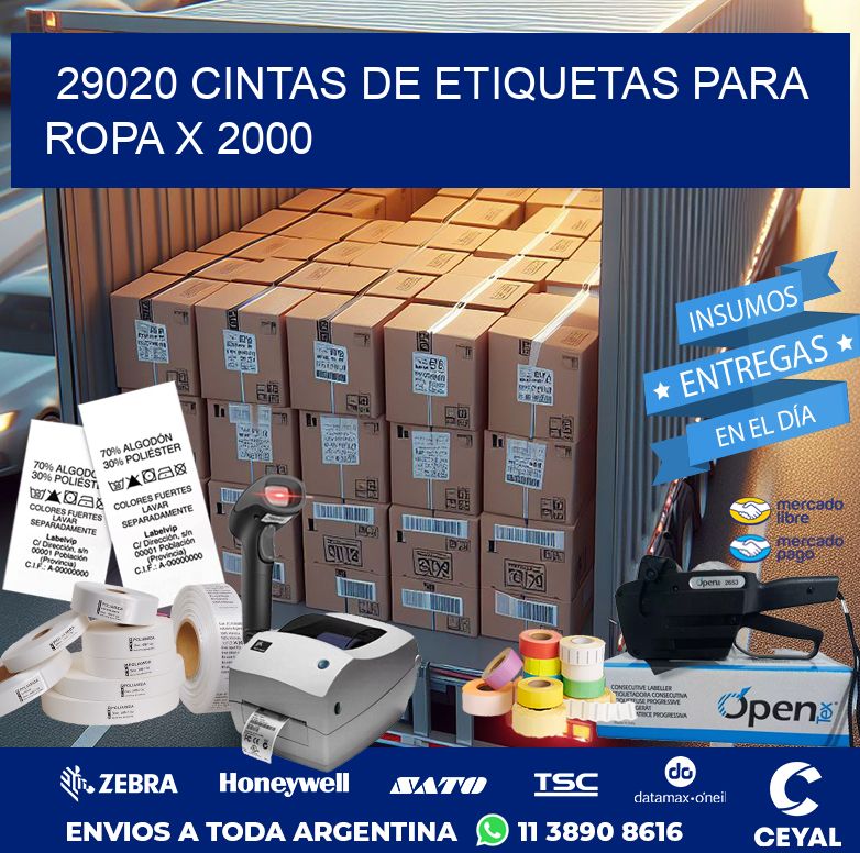 29020 CINTAS DE ETIQUETAS PARA ROPA X 2000