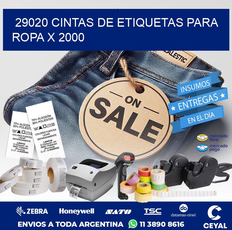 29020 CINTAS DE ETIQUETAS PARA ROPA X 2000