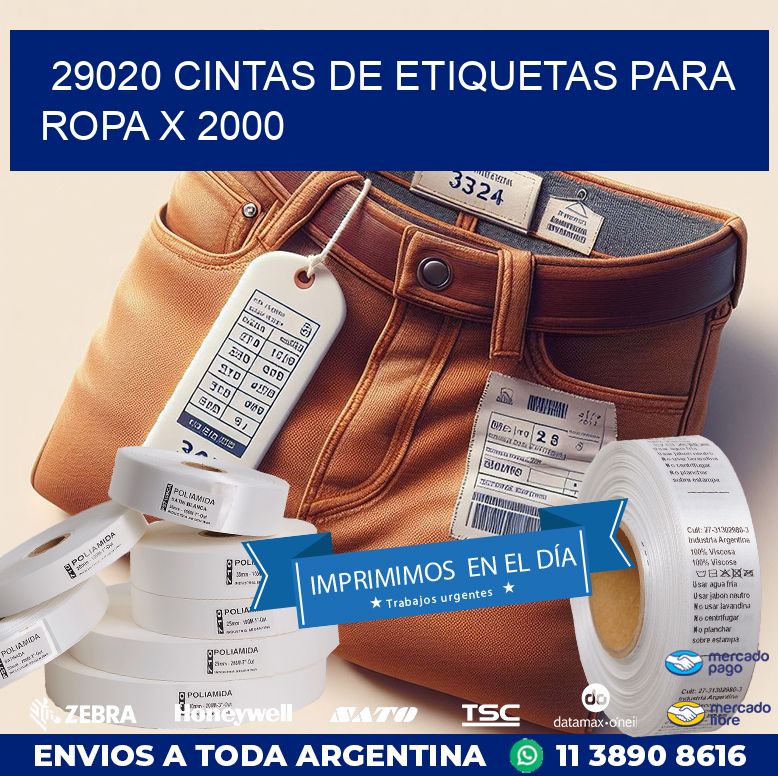 29020 CINTAS DE ETIQUETAS PARA ROPA X 2000