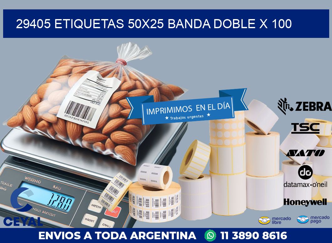 29405 ETIQUETAS 50X25 BANDA DOBLE X 100