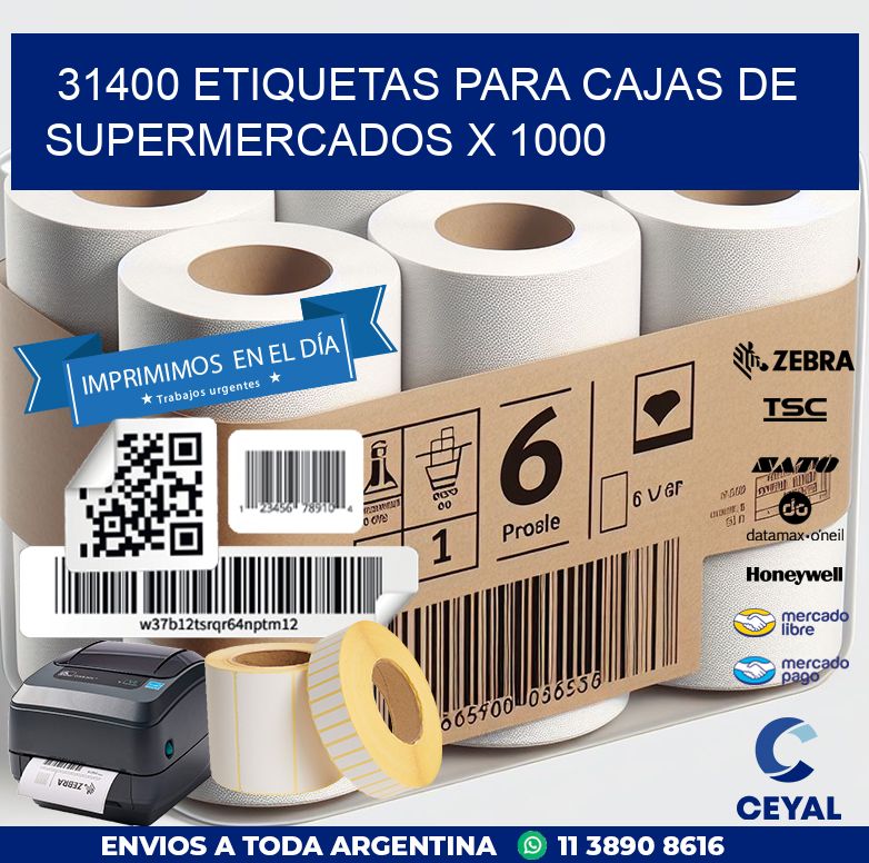 31400 ETIQUETAS PARA CAJAS DE SUPERMERCADOS X 1000